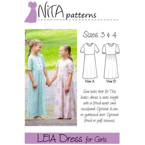Girls' Leia Knit Dress Pattern sizes 3 and 4