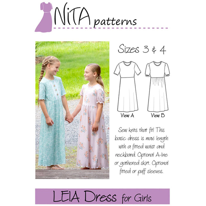 Girls' Leia Knit Dress Pattern sizes 3 and 4