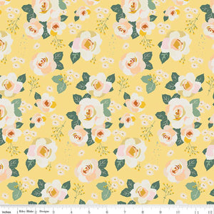 Forgotten Memories Collection Floral Cotton Fabric lemon