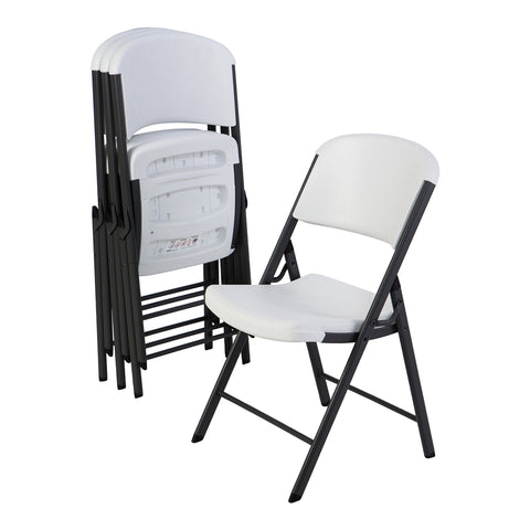Folded folding chairs.