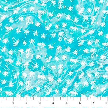 Palm Beach Collection Scattered Palm Trees Cotton Fabric DP26916 light aqua