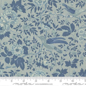 Bleu de France Collection Valliere Florals Cotton Fabric Light Blue