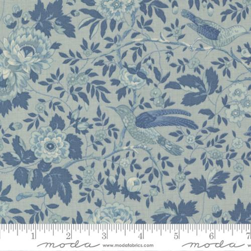 Bleu de France Collection Valliere Florals Cotton Fabric Light Blue