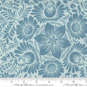 Nutmeg Collection Harvest Moon Floral Cotton Fabric light blue