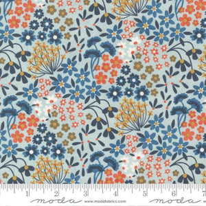 Nutmeg Collection Small Floral Cotton Fabric light blue