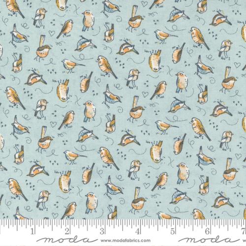 Nutmeg Collection Nature Birds Cotton Fabric light blue