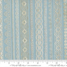 Junk Journal Collection Lace Stripes Cotton Fabric Light Blue