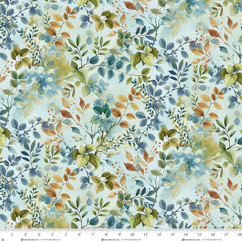 light blue, Awakening Collection Foliage Cotton Fabric 3527