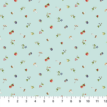 light blue, Country Mouse Collection Tiny Fruit Cotton Fabric DP29011