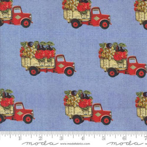 light blue, Farm and Garden Collection Novelty Trucks Cotton Fabric 7475