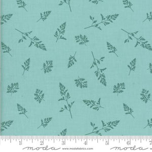 Field of Flowers Collection Small Leaf Print Cotton Fabric 3317 light blue