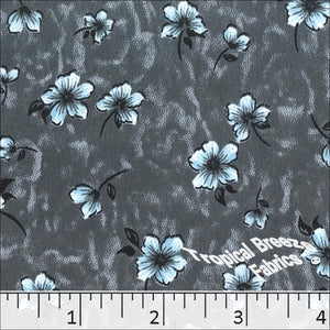 Floral Koshibo Print Polyester Dress Fabric 048422 light blue