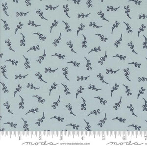 light blue, Larking Collection Leafy Cotton Fabric 24636