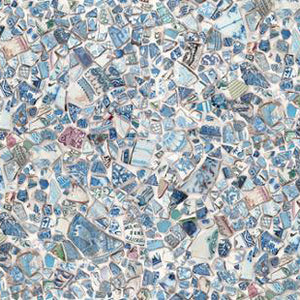 light blue, Larking Collection Novelty Mosaic Cotton Fabric 24630