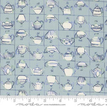 light-blue-Larking Collection Tea Pot Blueprint Cotton Fabric 24631