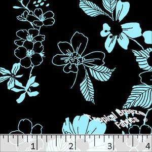 Standard Weave Doodle Poly Cotton Dress Fabric 5989 light blue