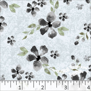 light blue, Standard Weave Floral Poly Cotton Dress Fabric 6232