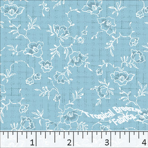 Standard Weave Floral Print Poly Cotton Dress Fabric 6077 light blue