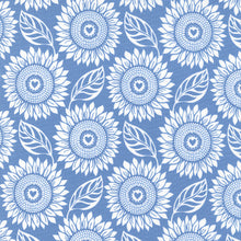 Sunflowers in My Heart Collection Large Sunflower Cotton Fabric 27321 light blue