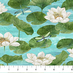 Tranquil Waters Collection Lily Pad Cotton Fabric DP27208 light blue