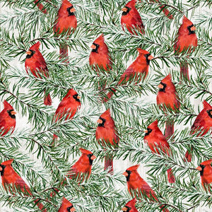 Country Cardinals Collection Packed Cardinals Cotton Fabric 20054 light grey