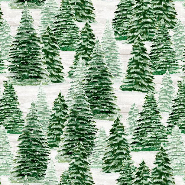 Country Cardinals Collection Packed Trees Cotton Fabric 20055 light gray