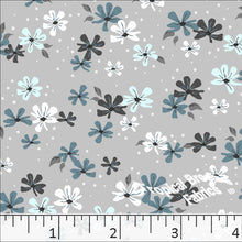 Standard Weave Flower Dots Poly Cotton Dress Fabric 5985 light grey