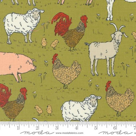 Light Green, Farmstead Collection Animal Farm Cotton Fabric 20903