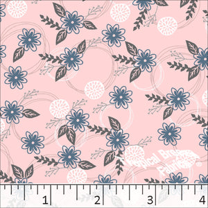 Standard Weave Floral Print Poly Cotton Fabric Light Pink