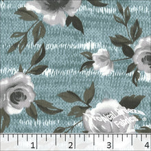 light turquoise, Koshibo Large Floral Print Polyester Fabric 04852