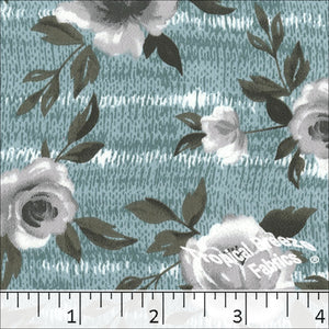 light turquoise, Koshibo Large Floral Print Polyester Fabric 04852
