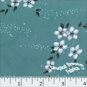 Koshibo Print Floral Polyester Fabric 048423 light turquoise