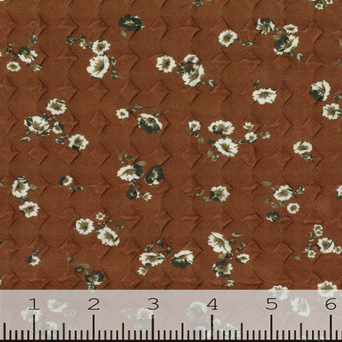light brown, Diamond Floral Print Knit Fabric CA22