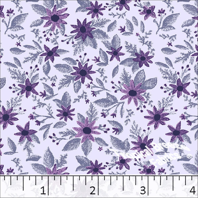 Poly Cotton Wildflower Print Fabric 5755 Lilac