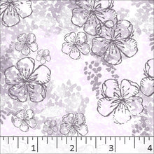 Large Floral Print Poly Cotton Dress Fabric Lilac