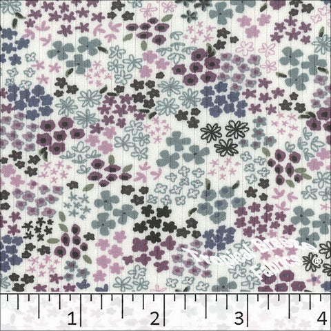 lilac, Classic Rib Knit Tiny Floral Print Fabric 578611
