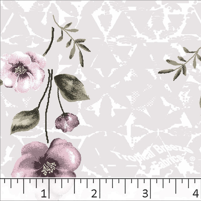 lilac, Standard Weave Floral Poly Cotton Dress Fabric 6235