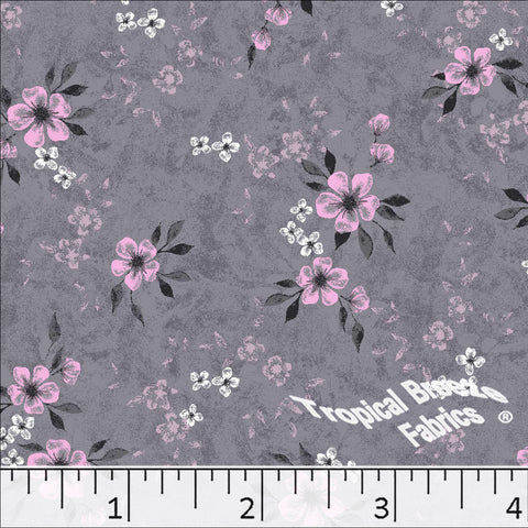 lilac, Standard Weave Floral Print Poly Cotton Fabric 6292