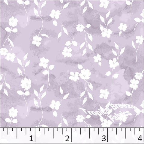 lilac, Standard Weave Floral Print Poly Cotton Fabric 6312