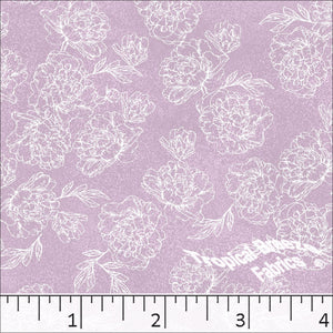 Lilac, Standard Weave Large Floral Poly Cotton Dress Fabric 6082