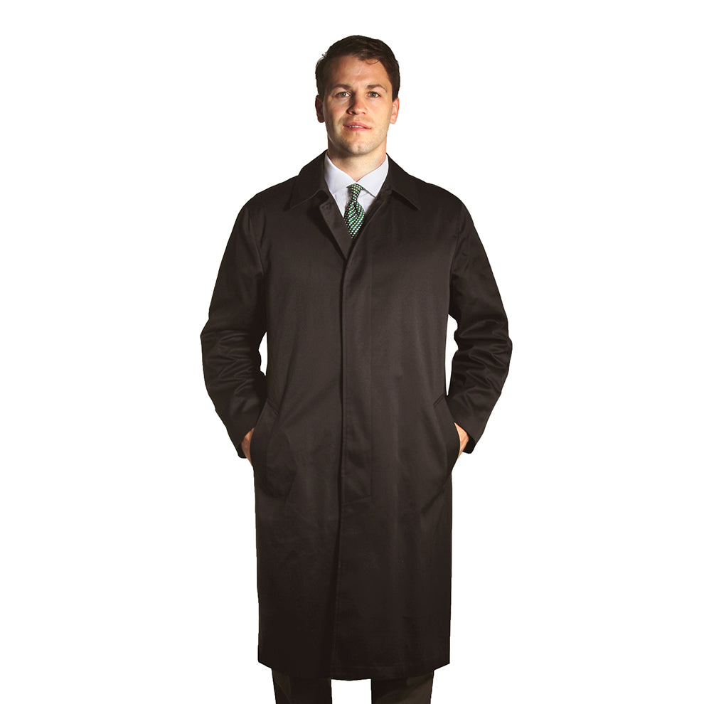 Long black raincoat for men