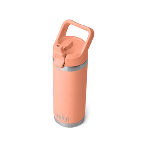 Yeti Rambler bottle with straw cap 18 oz in lowcountry peach