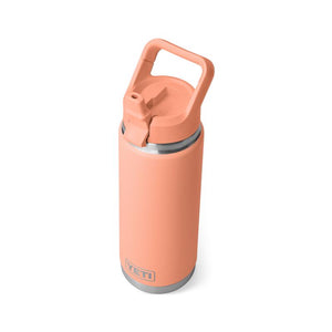 Yeti Rambler 26 oz Water Bottle with Straw Cap in Lowcountry Peach color