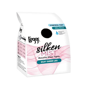 L'eggs Women's Silken Control Top Toe Panty Hose, Black Mist, B