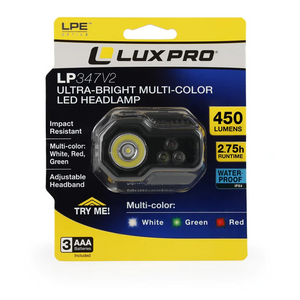 LuxPro Ultra Bright LED Headlamp LP347V2 in package