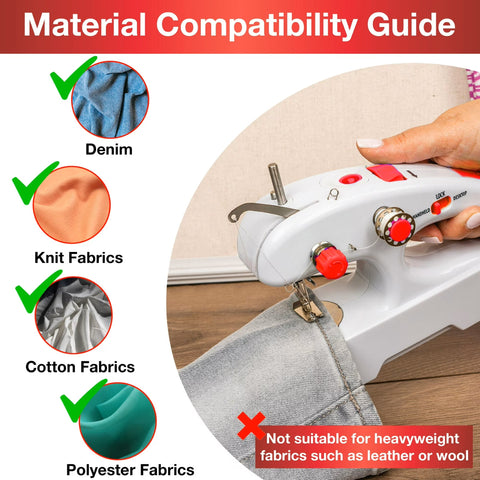 Fabrics compatible with Singer Stitch Quick+ cordless mending machine