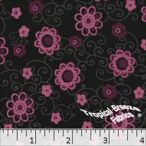 Koshibo Floral Print Polyester Fabric Magenta
