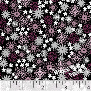 Wildflower Print Poly Cotton Dress Fabric Magenta