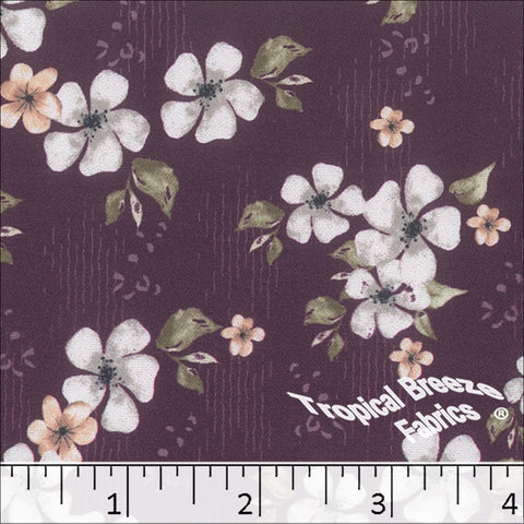 magenta, Dream Crepe Floral Print Polyester Fabric 042522
