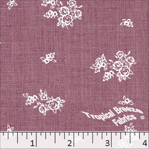 magenta, Standard Weave Rose Print Poly Cotton Fabric 6294